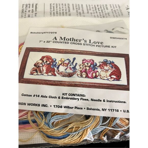 Design Works A Mothers Love Cross Stitch Kit 2374 dog cat  New - Picture 2 of 3